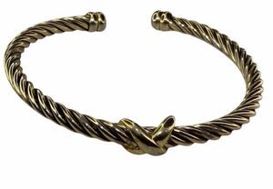 Gold Tone Cable Cuff Bracelet Twisted Rope Knot Open Bangle Designer Inspired